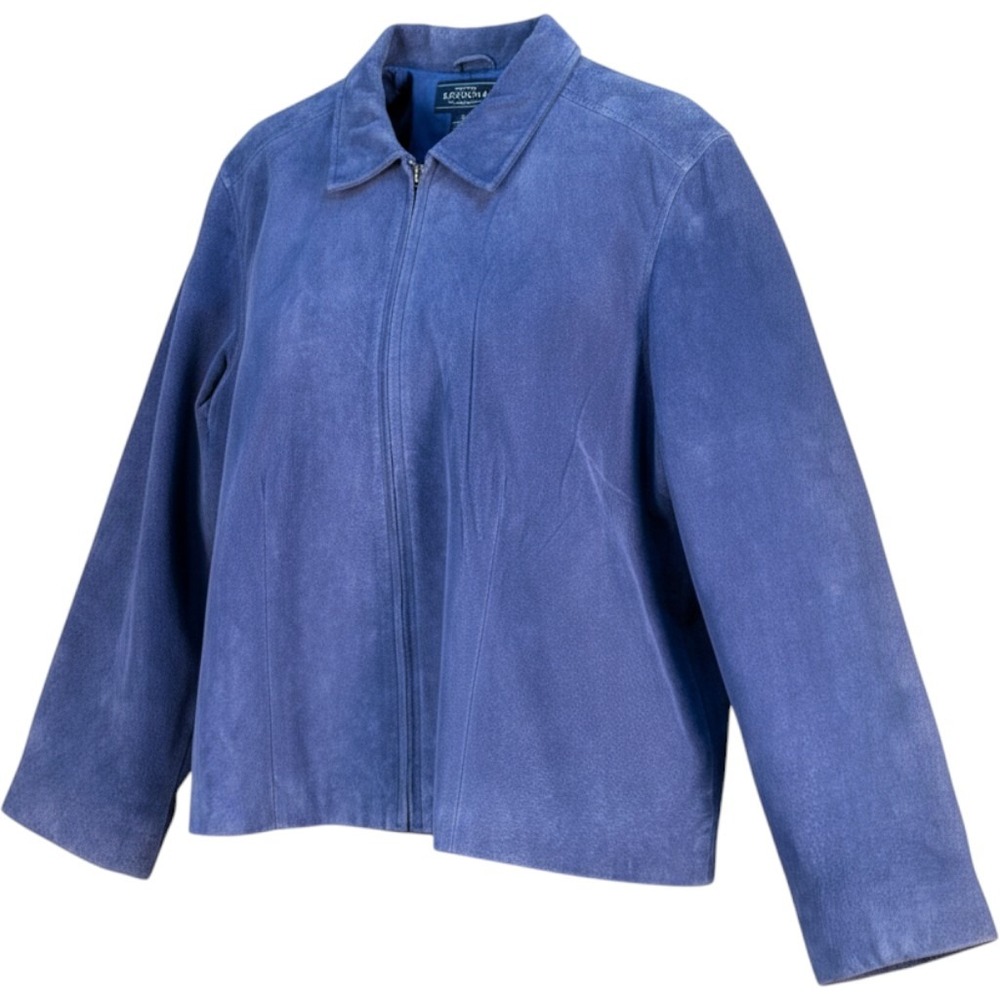 Sonoma Jean Company Blue Suede Leather Zip Up Jacket Womens XL Vintage Style